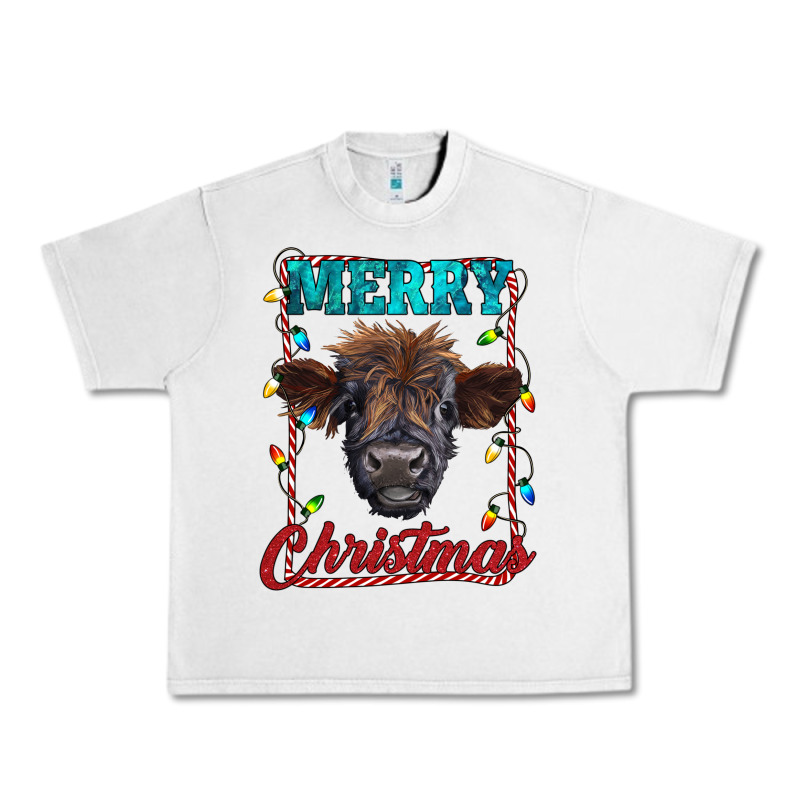 Merry Christmas Highland Calf Baby Cow Urban Heavy Tee by RanaPortraitStore | Teevron