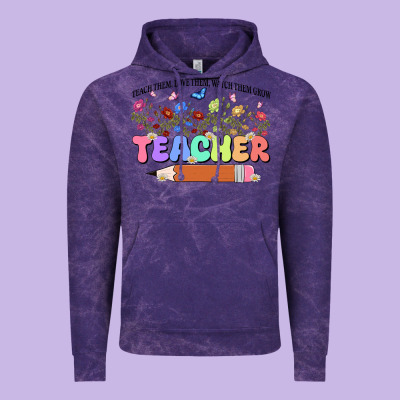 Teacher Wildflowers Kopyası Vintage Hoodie Designed By Jahusdesignshop