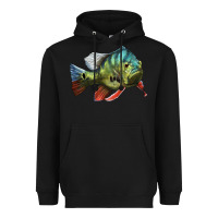 Black Peacock Bass Illustrations Heavyweight Hoodie - LillyAllenDesigns