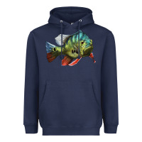 Navy Peacock Bass Illustrations Heavyweight Hoodie - LillyAllenDesigns