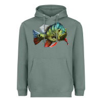 Sage Peacock Bass Illustrations Heavyweight Hoodie - LillyAllenDesigns
