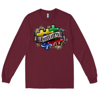 Burgundy austism Long Sleeve Tee - SublimationCraftShop