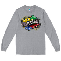 Heather Grey austism Long Sleeve Tee - SublimationCraftShop