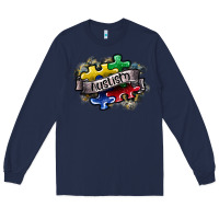 Navy austism Long Sleeve Tee - SublimationCraftShop