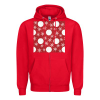 Red christmas snow flakes seamless pattern Zipper Hoodie - BundleAndBundleShop