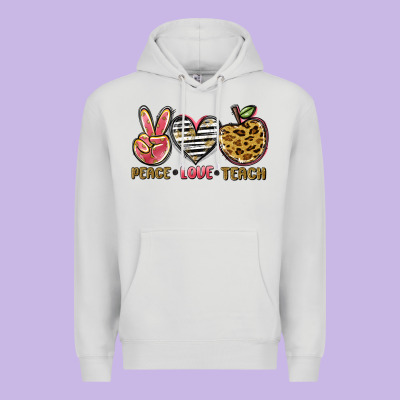 Peace Love Teach Premium Hoodie Designed By Nancycooperartshop