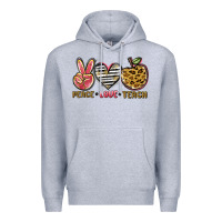 Heather Grey peace love teach Premium Hoodie - NancyCooperArtShop