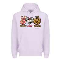 Lilac peace love teach Premium Hoodie - NancyCooperArtShop