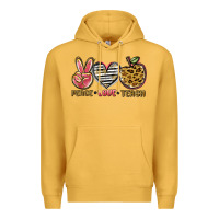 Mustard peace love teach Premium Hoodie - NancyCooperArtShop