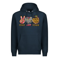Navy peace love teach Premium Hoodie - NancyCooperArtShop