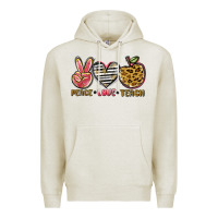 Oatmeal Heather peace love teach Premium Hoodie - NancyCooperArtShop