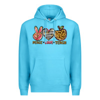 Ocean Blue peace love teach Premium Hoodie - NancyCooperArtShop