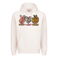 Pale Pink peace love teach Premium Hoodie - NancyCooperArtShop