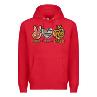 Red peace love teach Premium Hoodie - NancyCooperArtShop