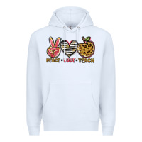 White peace love teach Premium Hoodie - NancyCooperArtShop