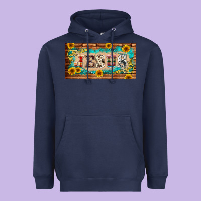 Jesus Western Patterns License Plate Template Heavyweight Hoodie Designed By Barkaloodesign