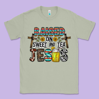 Raised On Sweet And Tea Jesus Classic Tee Designed By Cowhidedigitalart
