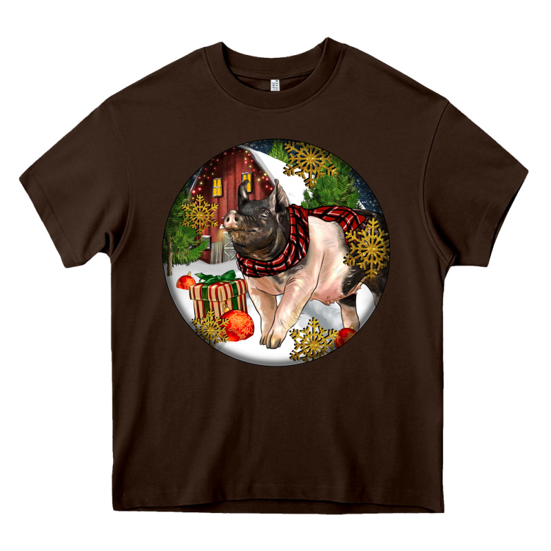 Hampshire Sow Pig Christmas Heavy Core Tee by LillyAllenDesigns | Teevron