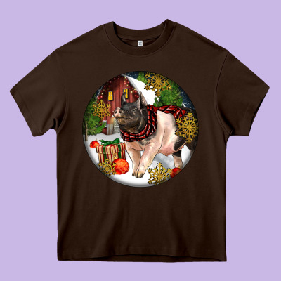 Hampshire Sow Pig Christmas Heavy Core Tee Designed By Lillyallendesigns
