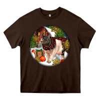 Chocolate Brown hampshire sow pig christmas Heavy Core Tee - LillyAllenDesigns
