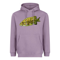 Lavender Smallmouth Bass Fish Illustrations Heavyweight Hoodie - LillyAllenDesigns