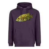 Plum Smallmouth Bass Fish Illustrations Heavyweight Hoodie - LillyAllenDesigns