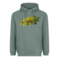 Sage Smallmouth Bass Fish Illustrations Heavyweight Hoodie - LillyAllenDesigns