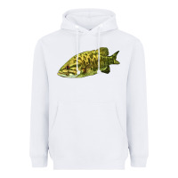 White Smallmouth Bass Fish Illustrations Heavyweight Hoodie - LillyAllenDesigns
