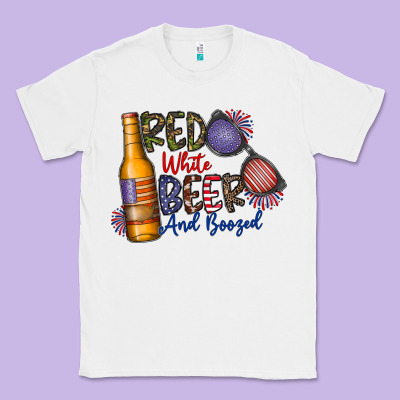 Red White Beer And Boozed Classic Tee Designed By Cowhidedigitalart