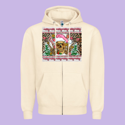 Pink Skeleton  Christmas Zipper Hoodie Designed By Adodesignshop