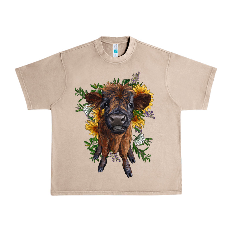 Highland Cow With Sunflower Urban Heavy Tee by RanaPortraitStore | Teevron