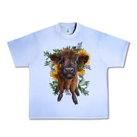Grape Ice highland cow with sunflower Urban Heavy Tee - RanaPortraitStore