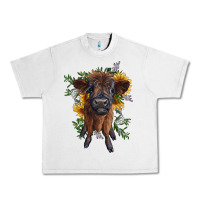 Lunar Rock highland cow with sunflower Urban Heavy Tee - RanaPortraitStore