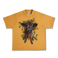 Peanut Butter highland cow with sunflower Urban Heavy Tee - RanaPortraitStore