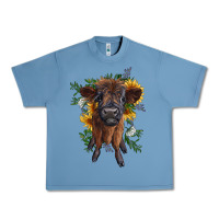 Pebble Blue highland cow with sunflower Urban Heavy Tee - RanaPortraitStore