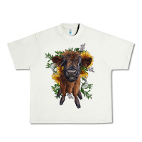 Pistachio highland cow with sunflower Urban Heavy Tee - RanaPortraitStore
