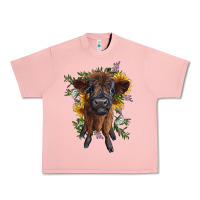 Salmon highland cow with sunflower Urban Heavy Tee - RanaPortraitStore
