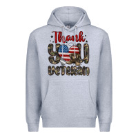 Heather Grey thank you veteran Premium Hoodie - MaliasSmallBusiness