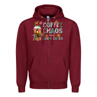 Burgundy coffee chaos and candy canes Zipper Hoodie - AdoDesignShop