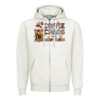 Oatmeal Heather coffee chaos and candy canes Zipper Hoodie - AdoDesignShop