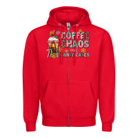 Red coffee chaos and candy canes Zipper Hoodie - AdoDesignShop