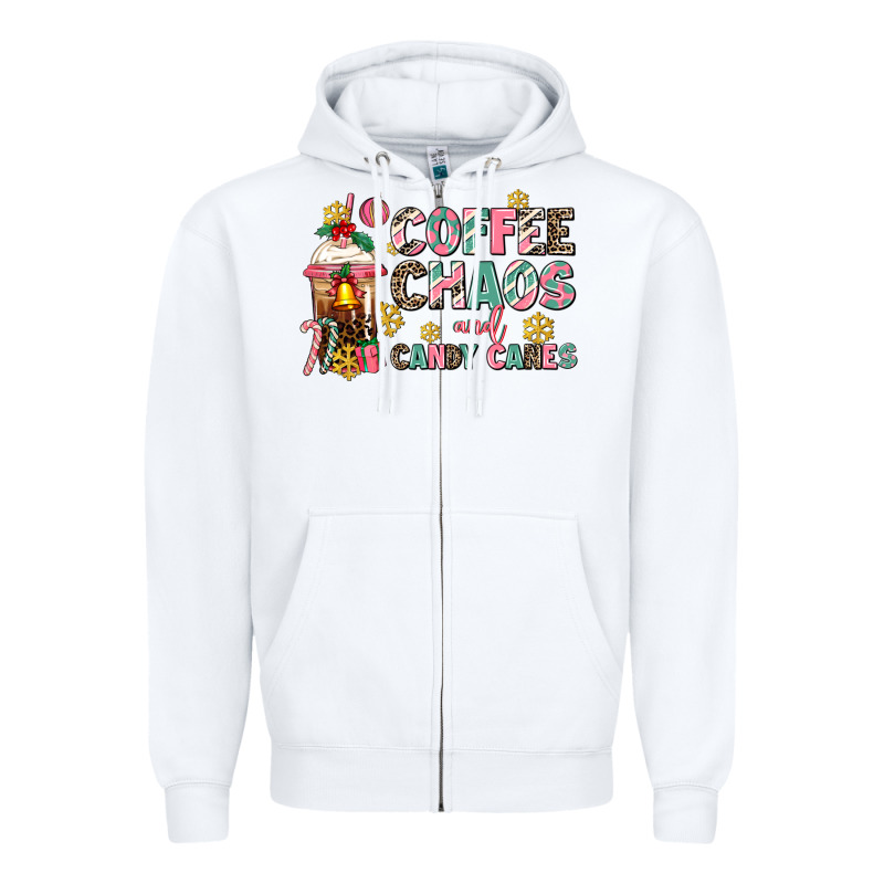 Coffee Chaos And Candy Canes Zipper Hoodie by AdoDesignShop | Teevron