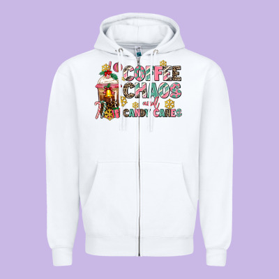Coffee Chaos And Candy Canes Zipper Hoodie Designed By Adodesignshop