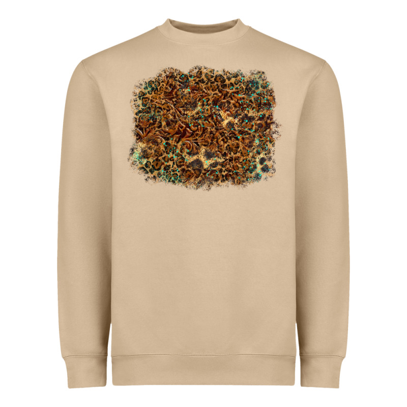 Leopard Tooled Leather Turquoise Heavyweight Sweatshirt by RanaPortraitStore | Teevron