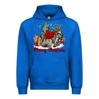 Cobalt Merry Christmas Gray Squirrel Urban Hoodie - LillyAllenDesigns