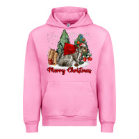 Fuchsia Pink Merry Christmas Gray Squirrel Urban Hoodie - LillyAllenDesigns