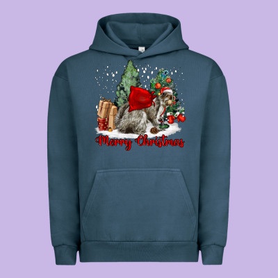 Merry Christmas Gray Squirrel Urban Hoodie Designed By Lillyallendesigns