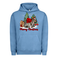Pigment Pebble Blue Merry Christmas Gray Squirrel Urban Hoodie - LillyAllenDesigns