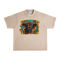 French Oak highland cow calf with western background Urban Heavy Tee - RanaPortraitStore