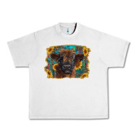 Lunar Rock highland cow calf with western background Urban Heavy Tee - RanaPortraitStore